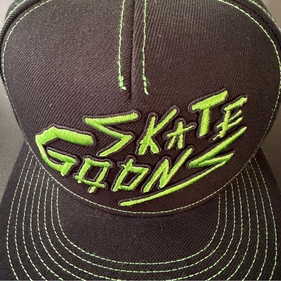 Flat Fitty Skate Goons black & neon green adjustable baseball hat cap skateboard - Picture 13 of 13